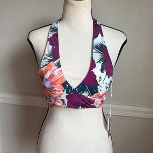 Radio Fiji Padded Bikini Swimsuit Top Floral Print Crochet NWT